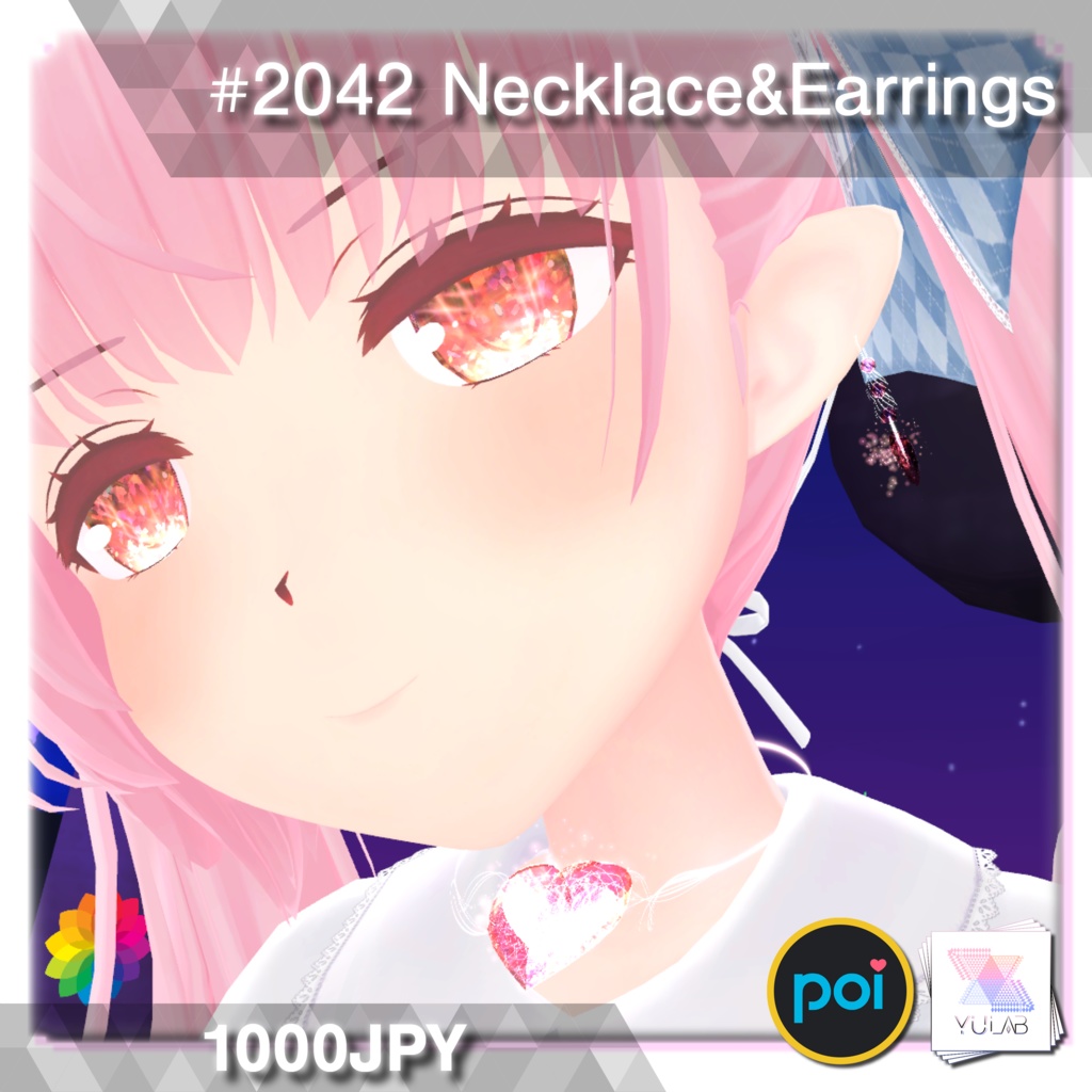 YUYULAB #2042 Accessory ネックレレス&イヤリングセット 【VRchat想定】