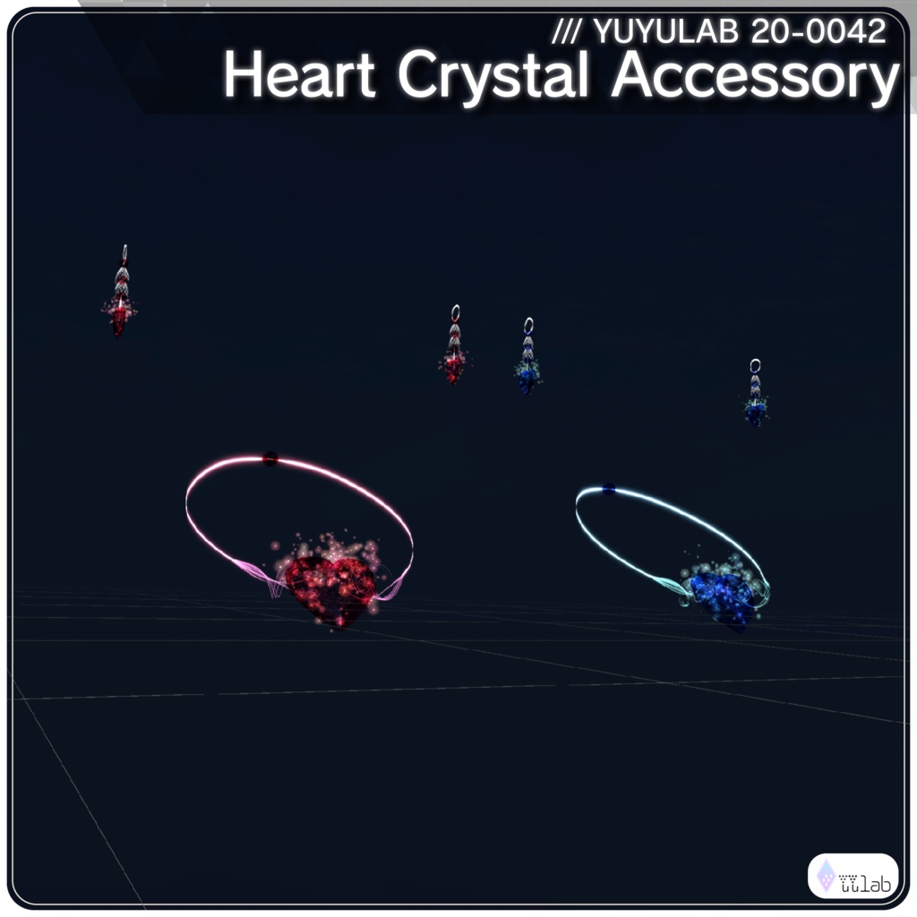 YUYULAB 20-0042 Accessory ハートクリスタルアクセサリー 【MA対応・VRchat想定】