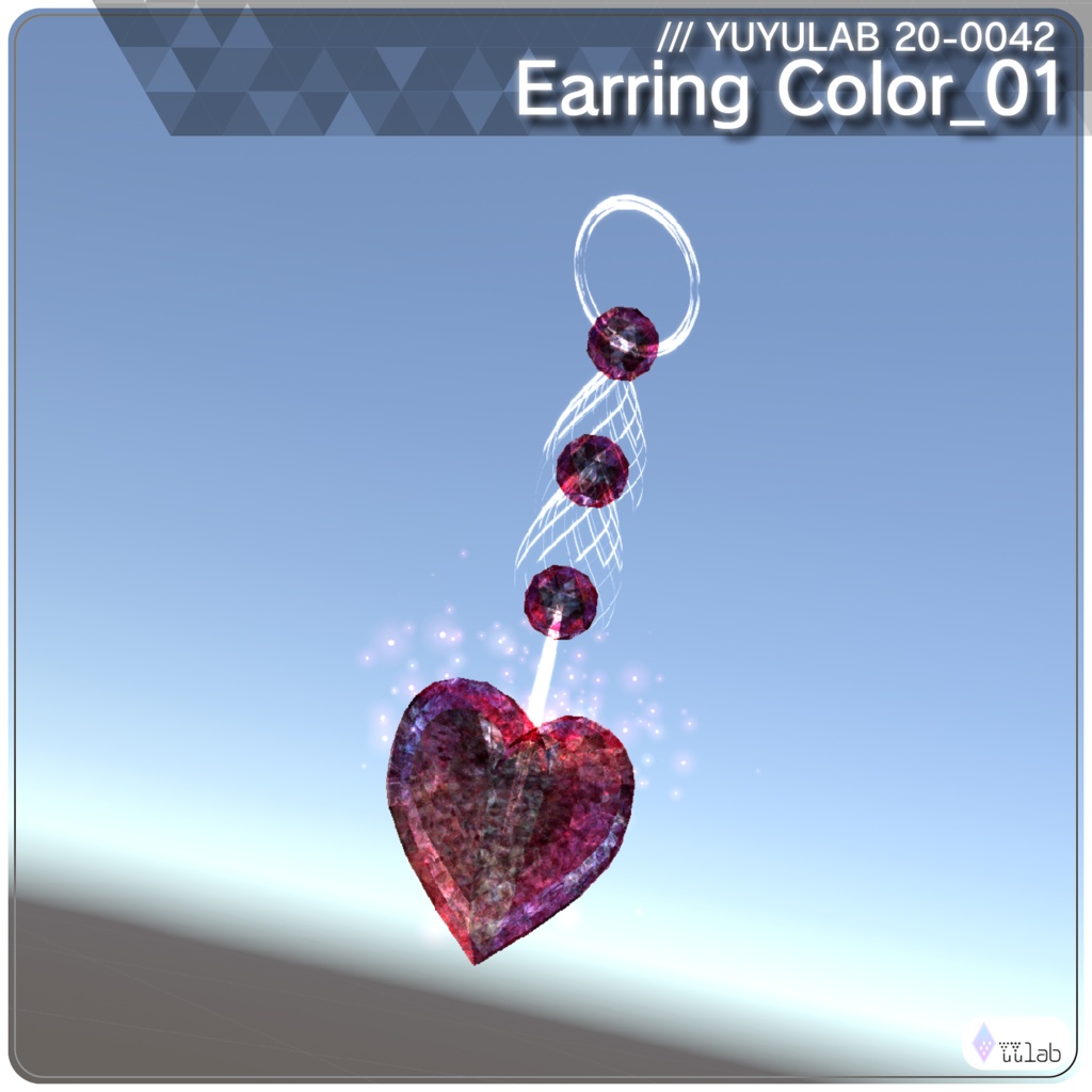 YUYULAB 20-0042 Accessory ハートクリスタルアクセサリー 【MA対応・VRchat想定】