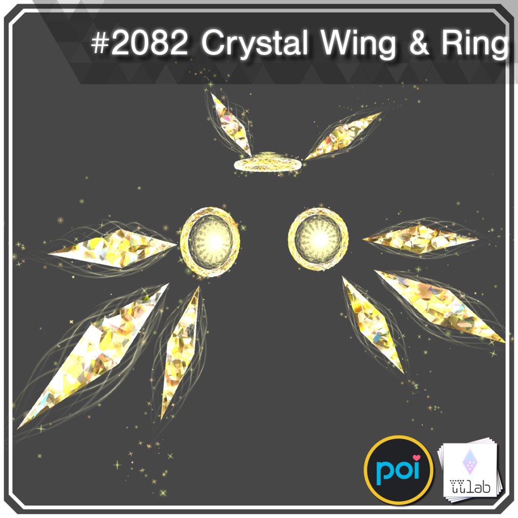 YUYULAB #2082  Accessory クリスタルウィング&リング 【VRchat想定】