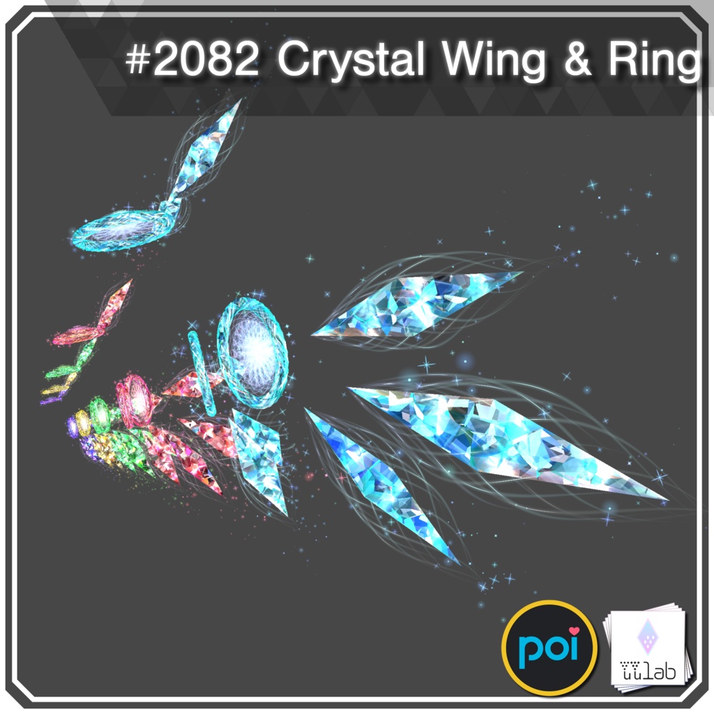 YUYULAB #2082  Accessory クリスタルウィング&リング 【VRchat想定】