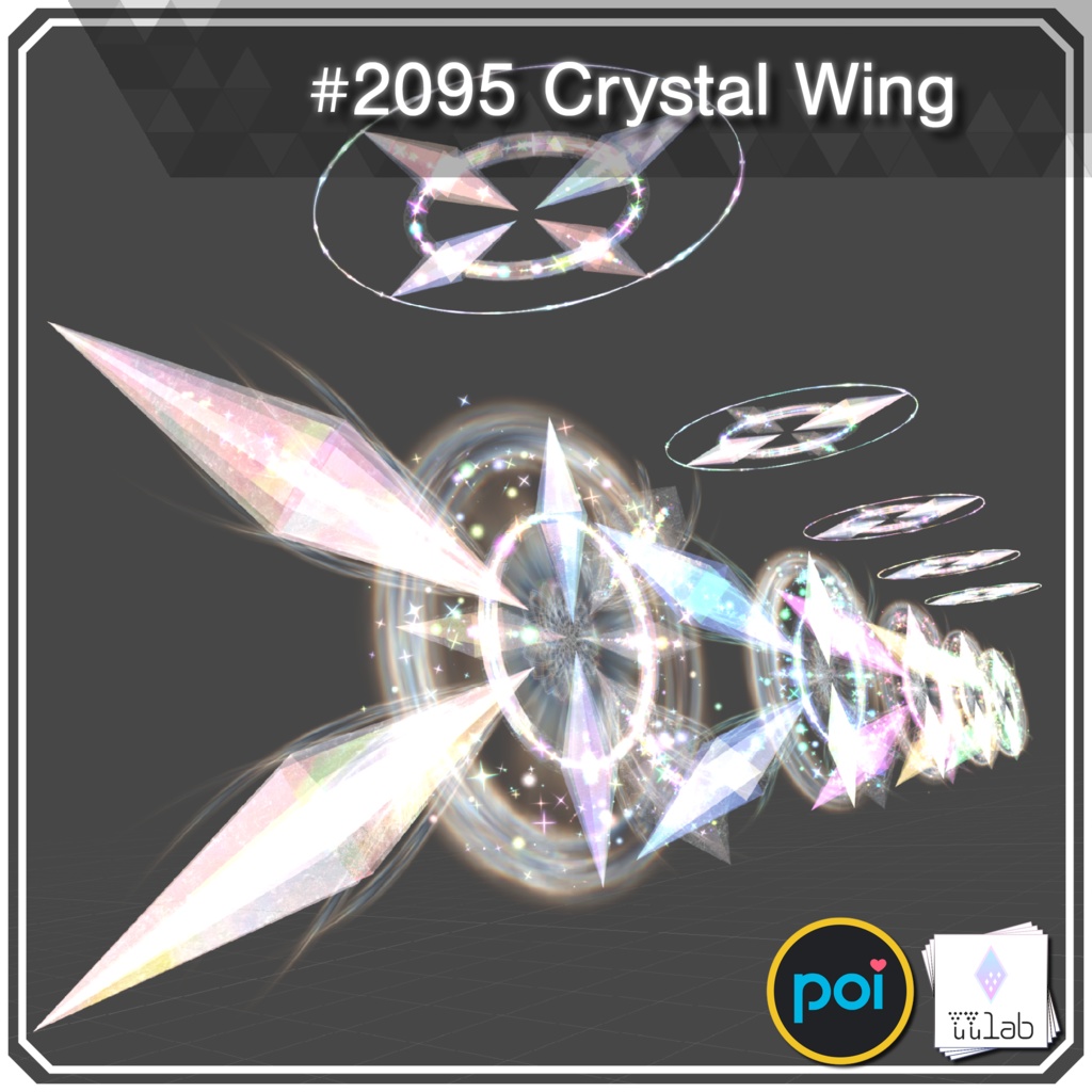 ［セール中］ YUYULAB #2095 Accessory クリスタルウィング 【VRchat想定】