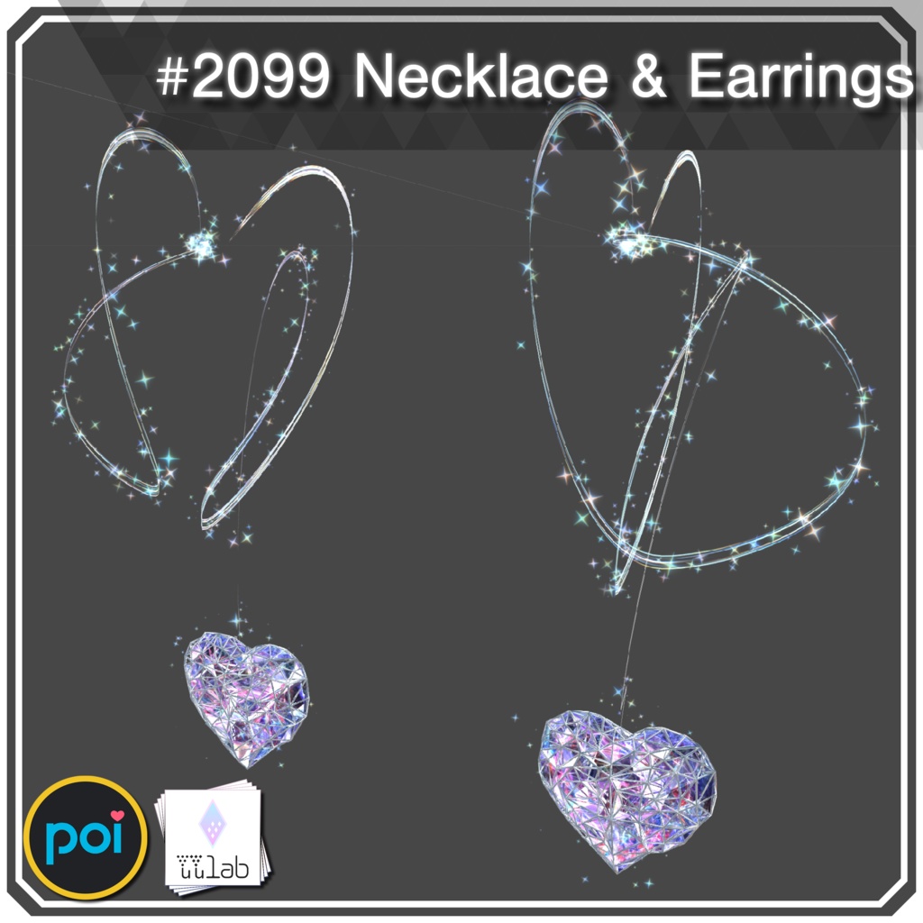 YUYULAB #2099 Accessory ハートネックレス&イヤリング 【VRchat想定】