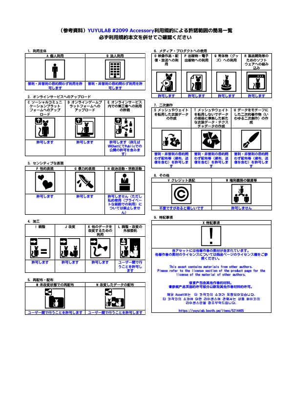 YUYULAB #2099 Accessory ハートネックレス&イヤリング 【VRchat想定】