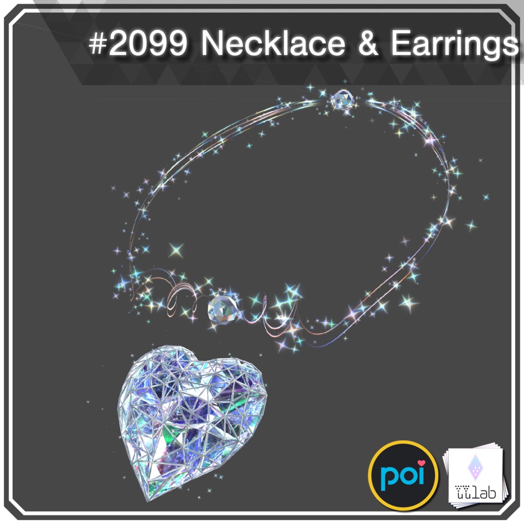 YUYULAB #2099 Accessory ハートネックレス&イヤリング 【VRchat想定】