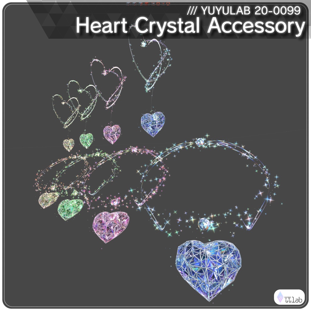 YUYULAB 20-2099 Accessory ハートクリスタルアクセサリー 【VRchat想定】