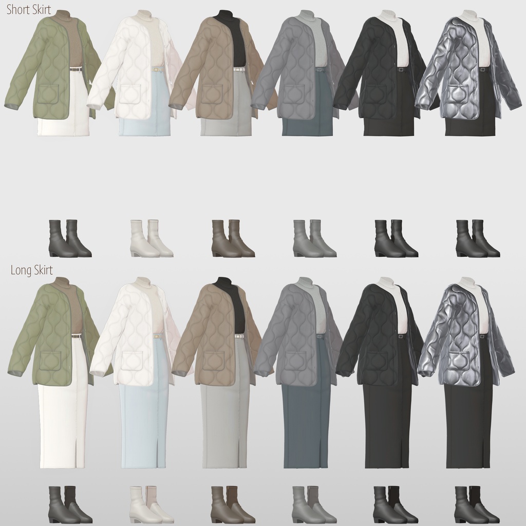 【9アバター対応】キルティングジャケットコーデ