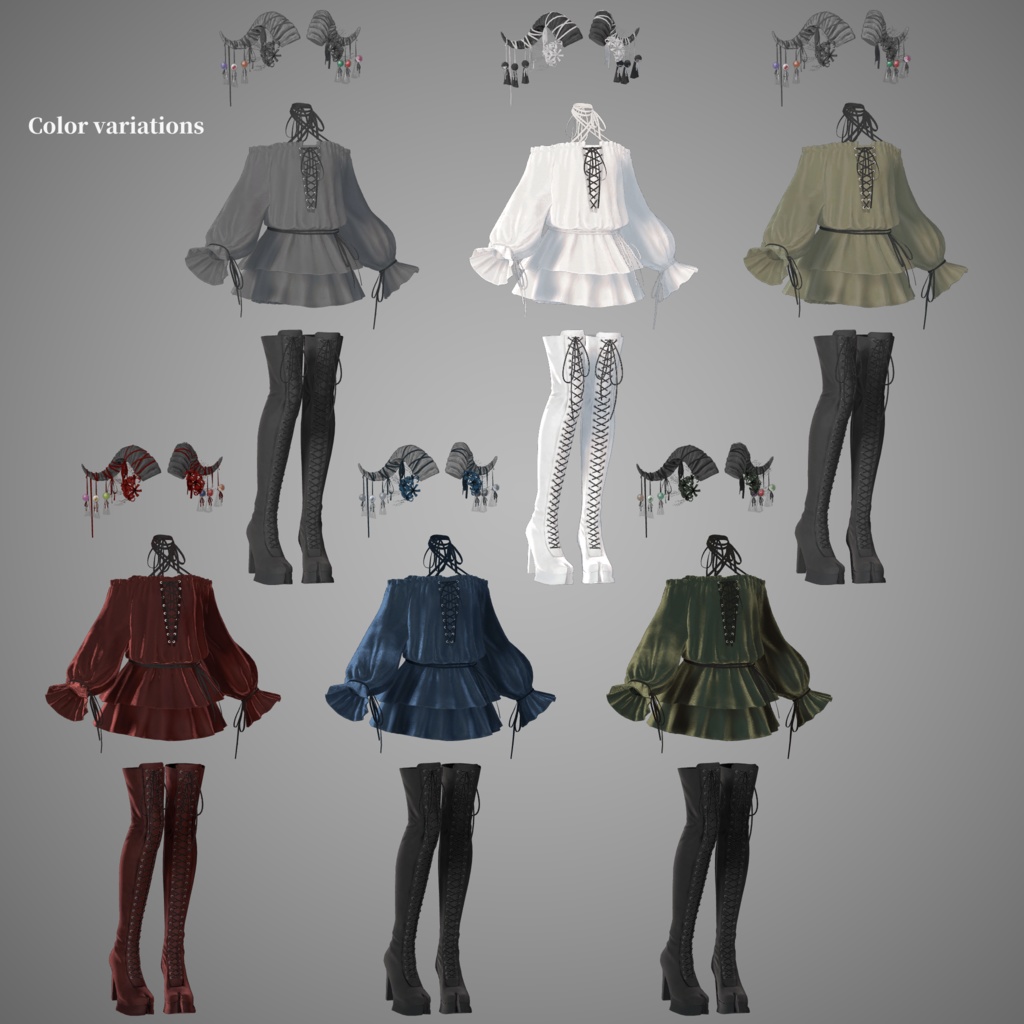 【10アバター対応】Lace Up Dress Outfit