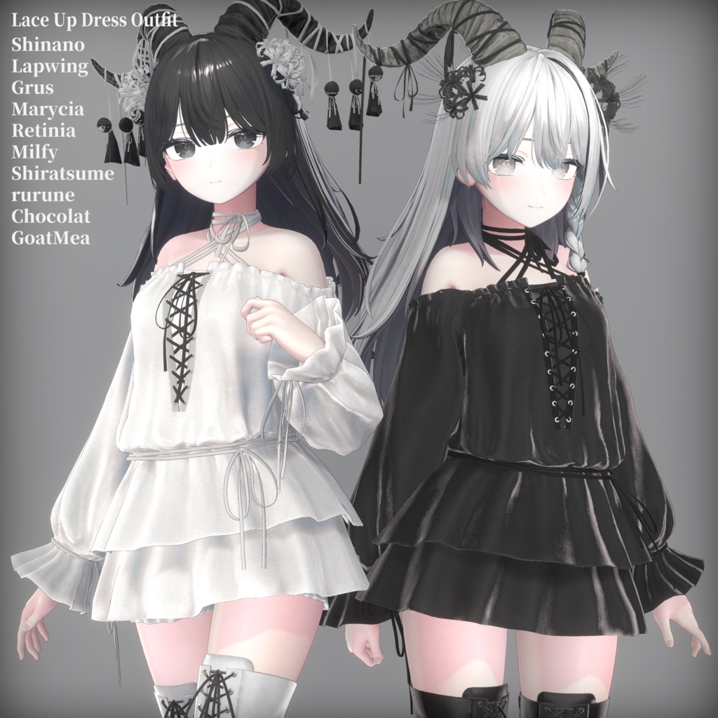 【10アバター対応】Lace Up Dress Outfit