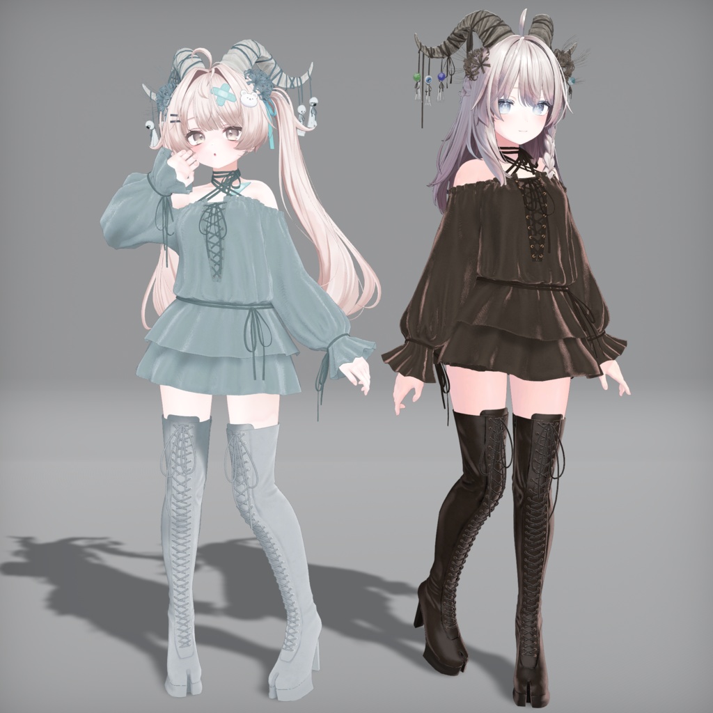 【10アバター対応】Lace Up Dress Outfit