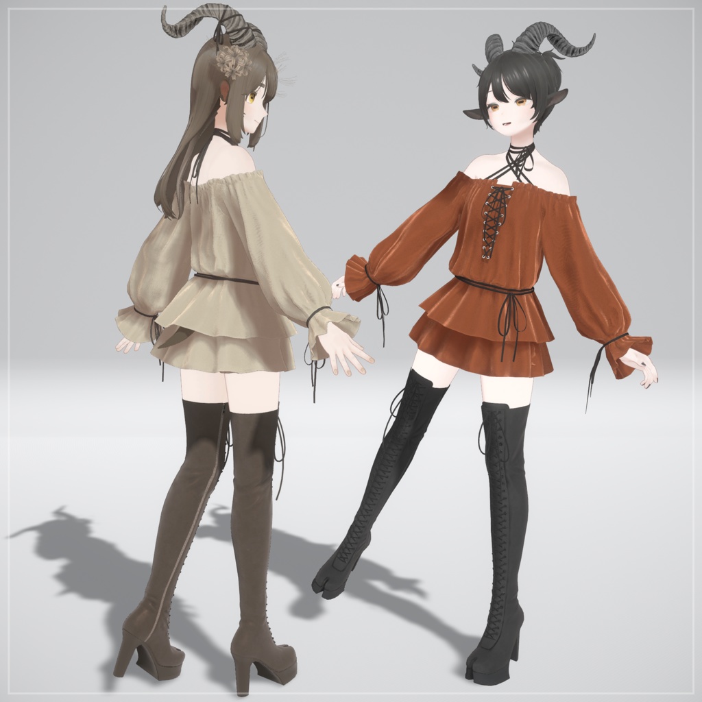 【10アバター対応】Lace Up Dress Outfit