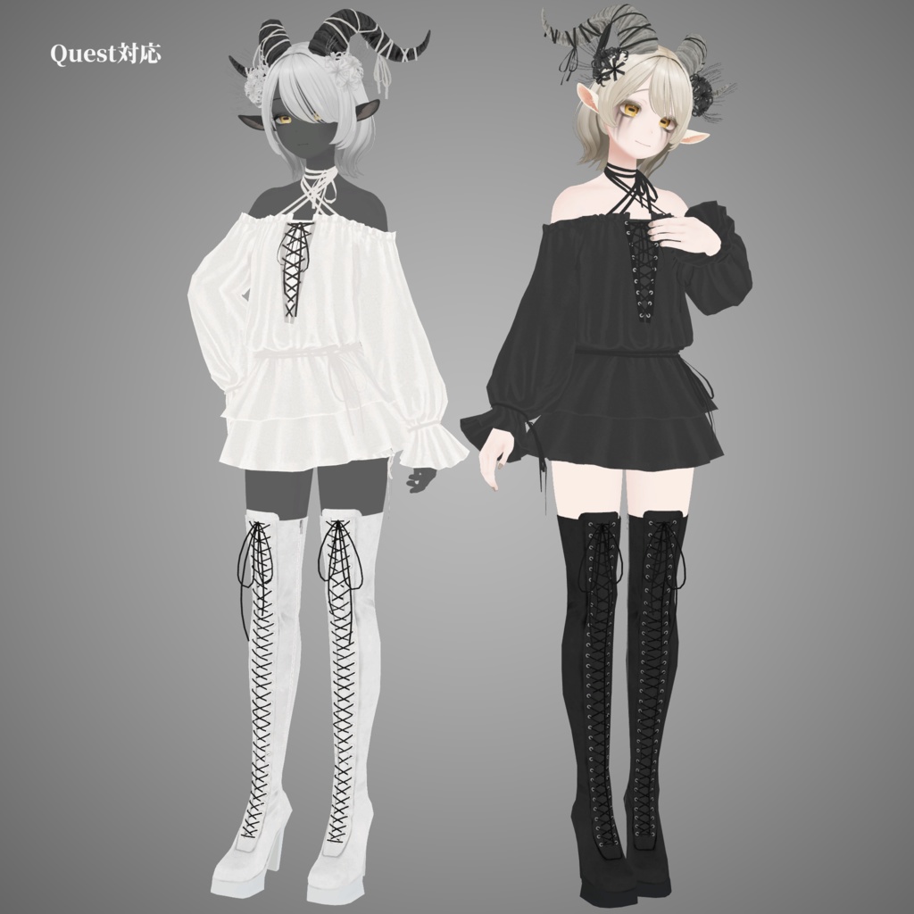 【10アバター対応】Lace Up Dress Outfit