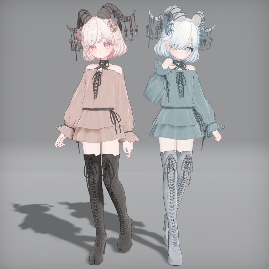 【10アバター対応】Lace Up Dress Outfit