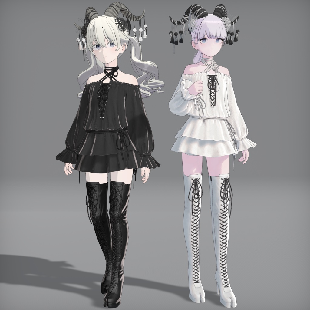 【10アバター対応】Lace Up Dress Outfit