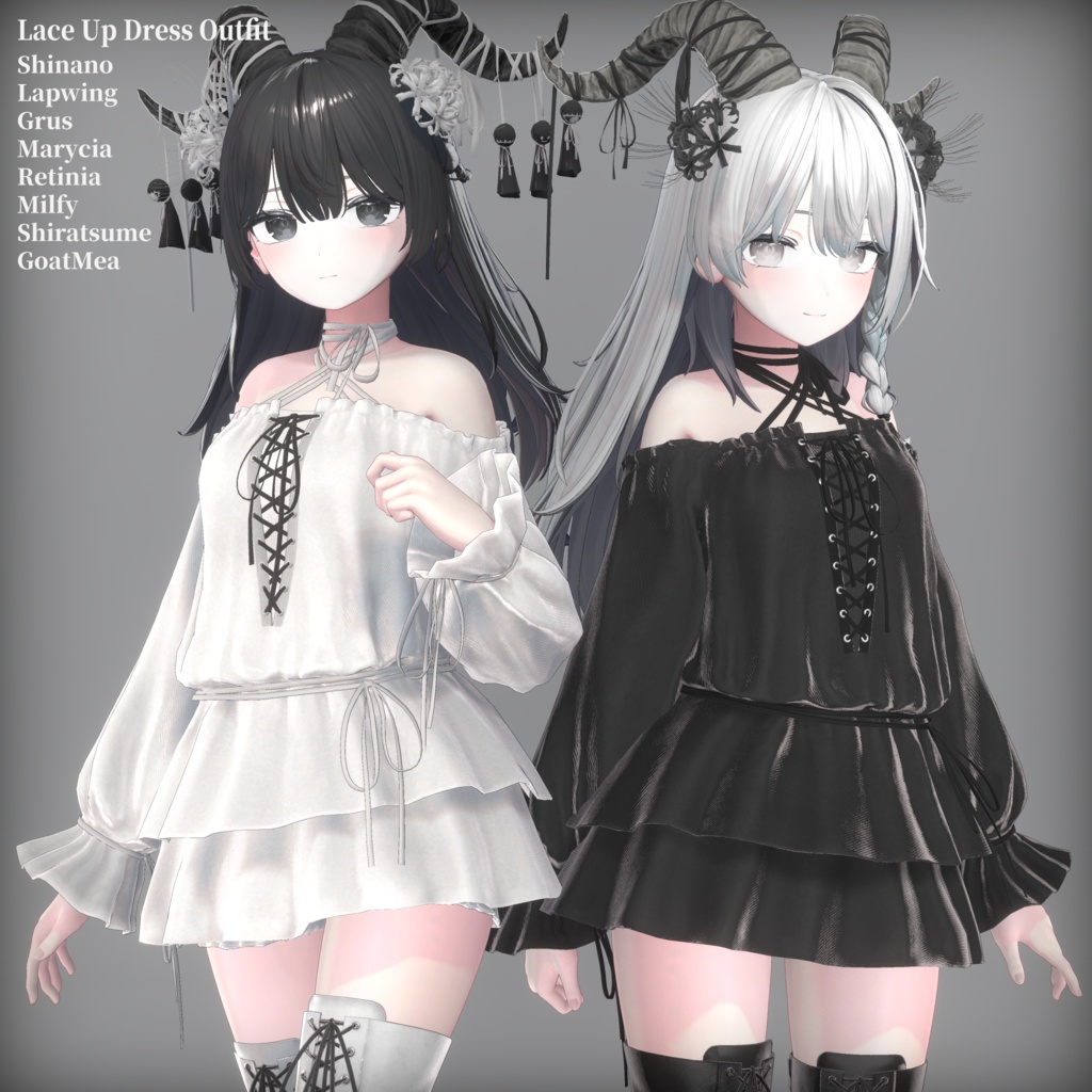 【10アバター対応】Lace Up Dress Outfit