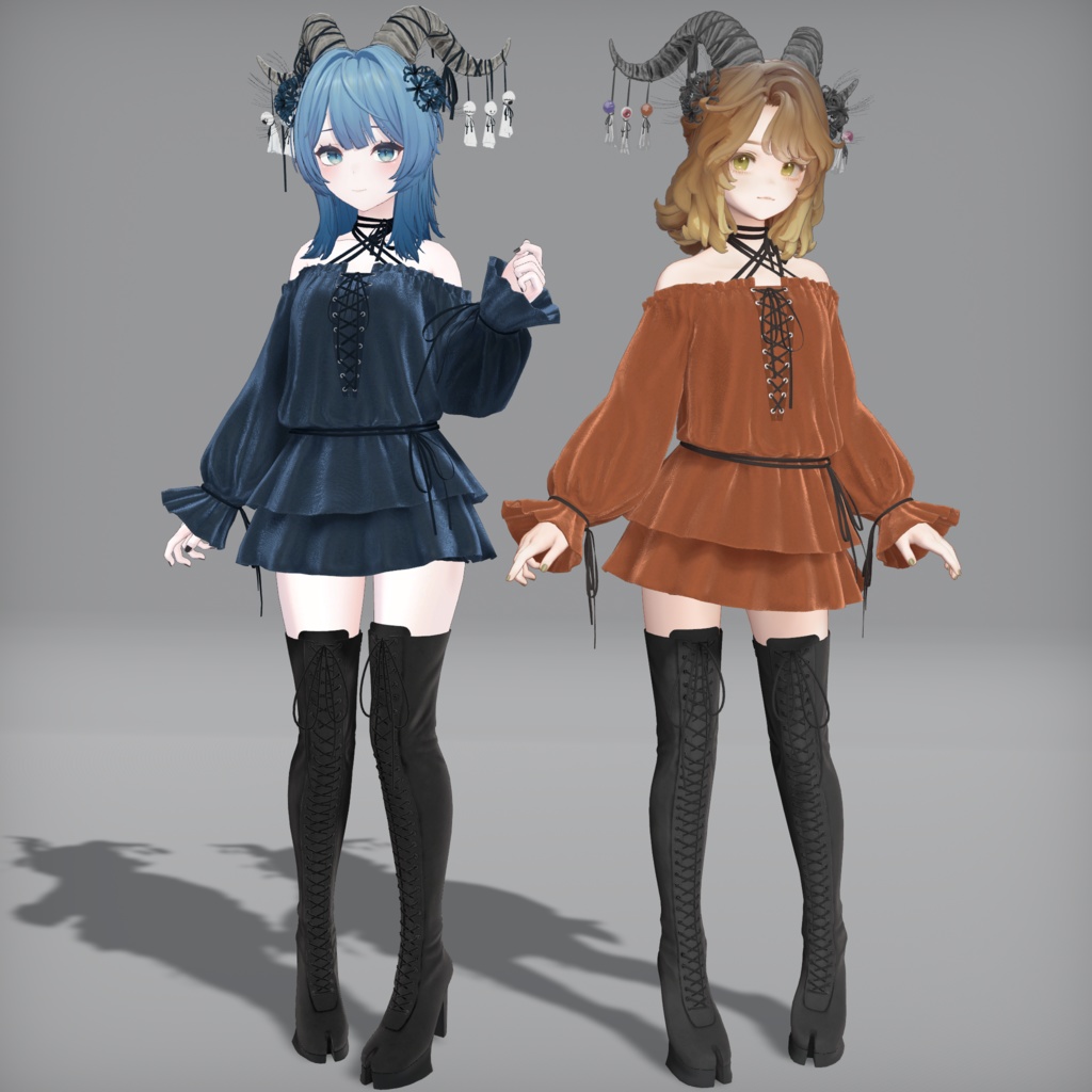 【10アバター対応】Lace Up Dress Outfit