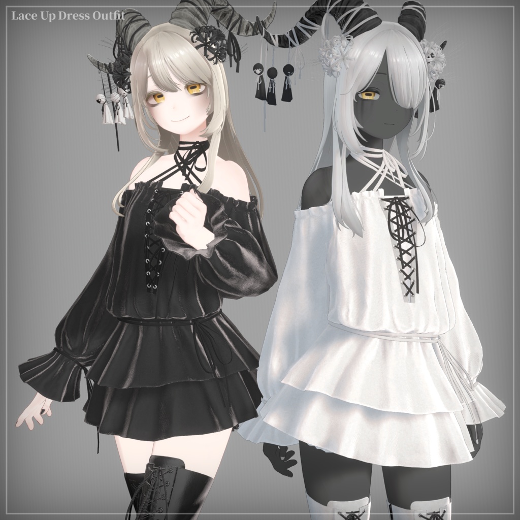 【10アバター対応】Lace Up Dress Outfit