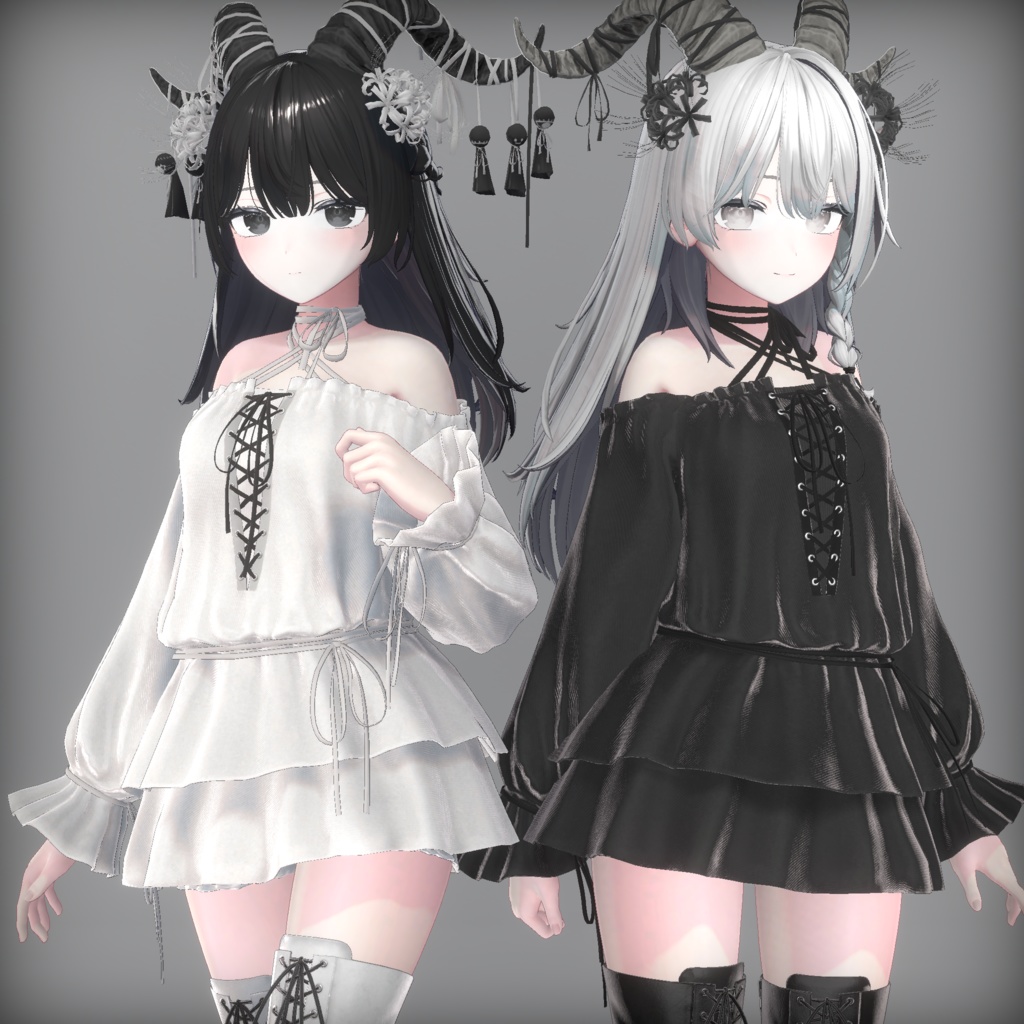 【10アバター対応】Lace Up Dress Outfit