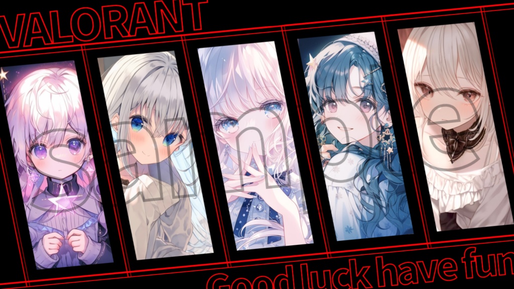 シンプルコラボ配信サムネ 5人用 VALORANT League of Legends