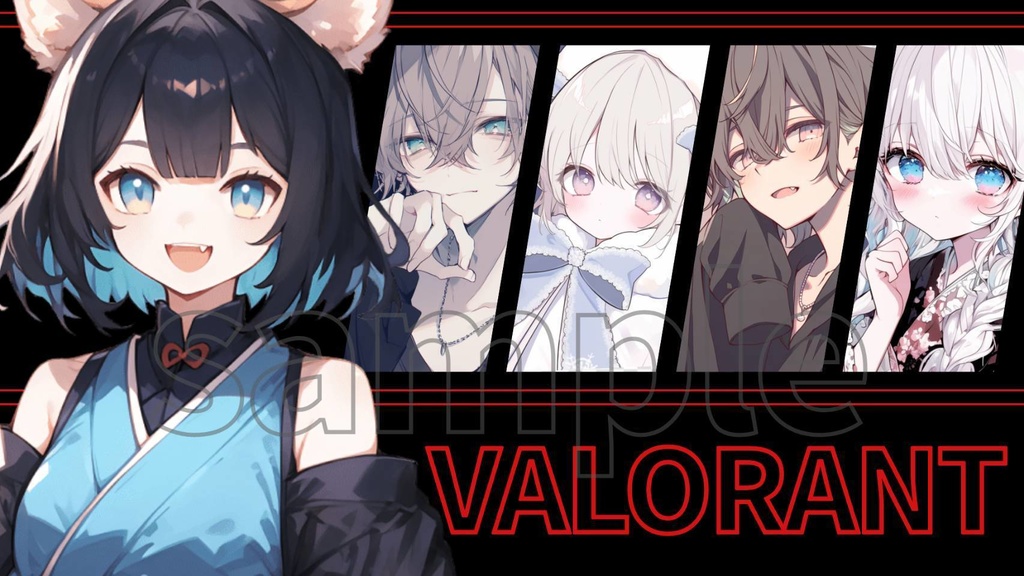 シンプルコラボ配信サムネ 5人用 VALORANT League of Legends