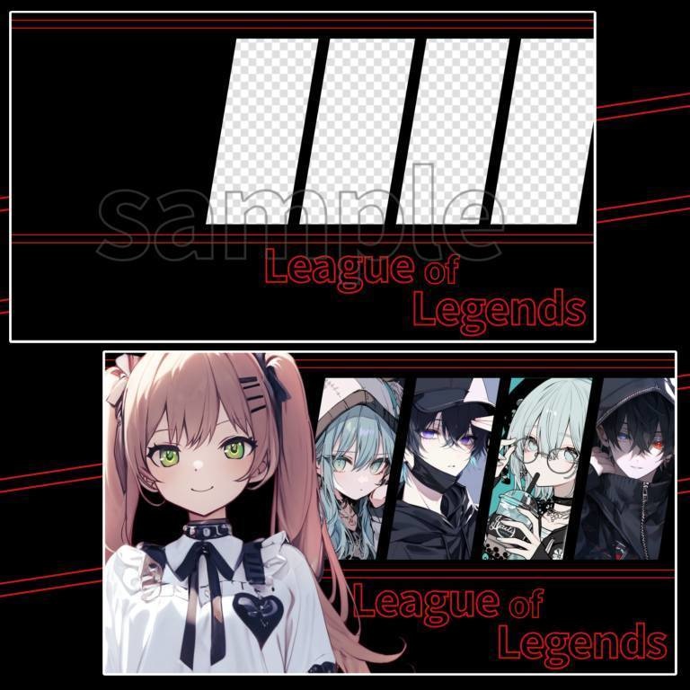 シンプルコラボ配信サムネ 5人用 VALORANT League of Legends