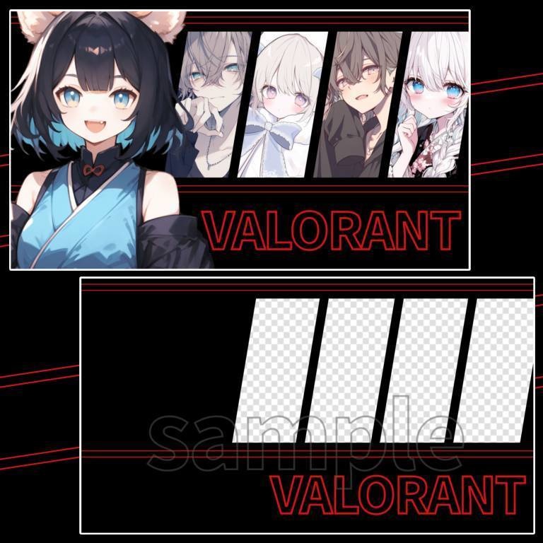 シンプルコラボ配信サムネ 5人用 VALORANT League of Legends