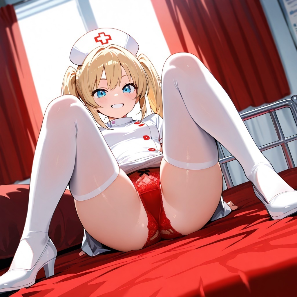 ミニスカナースのM字パンチラ