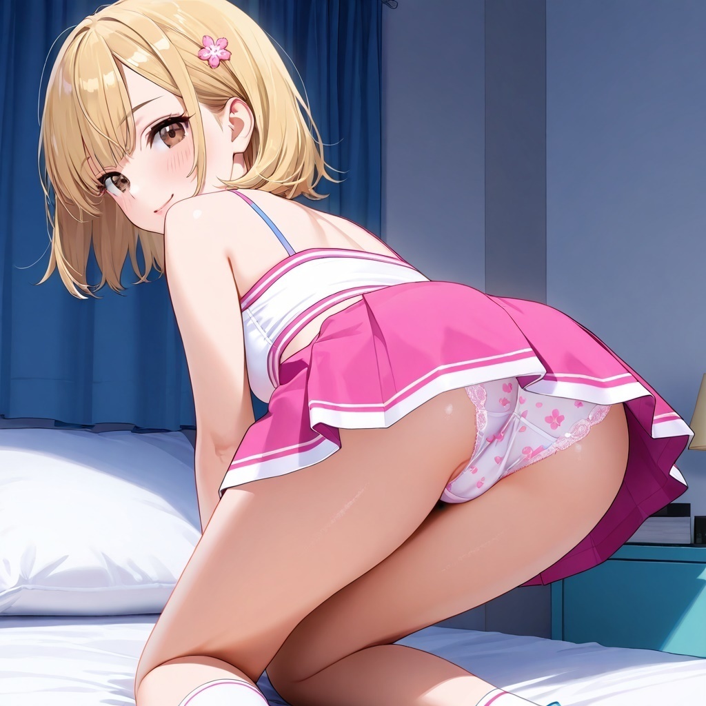 生パンチアガールの四つん這いパンチラ