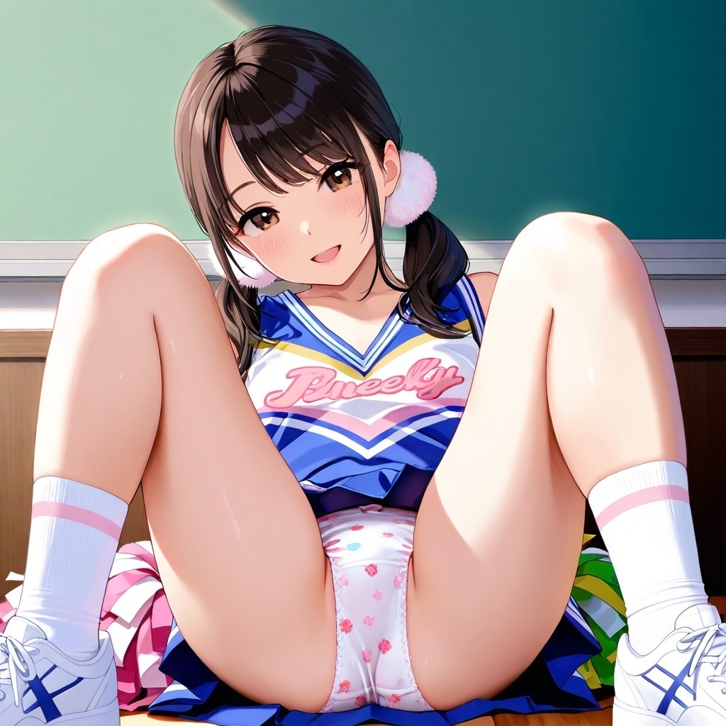 生パンチアガールのM字パンチラ