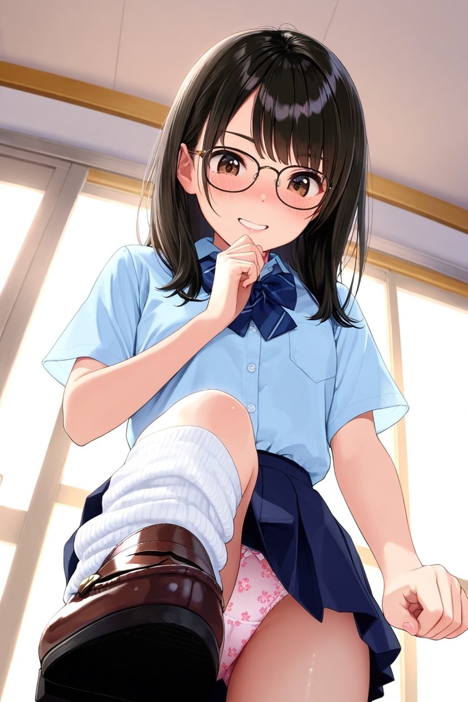 ルーズソックスJKの踏みつけパンチラ