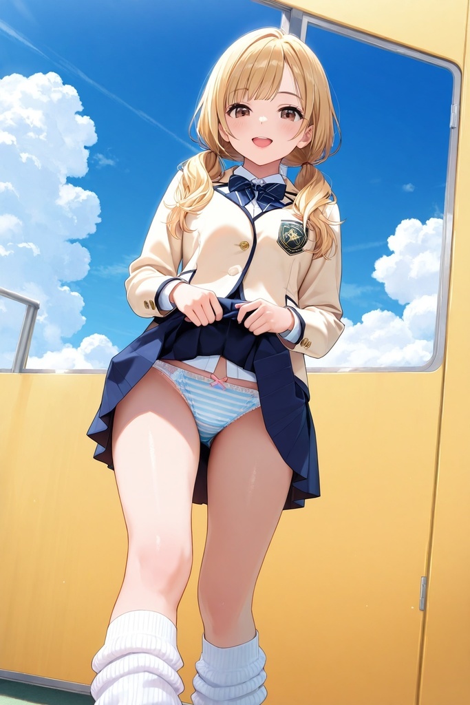 ルーズソックスJKのたくし上げパンチラ