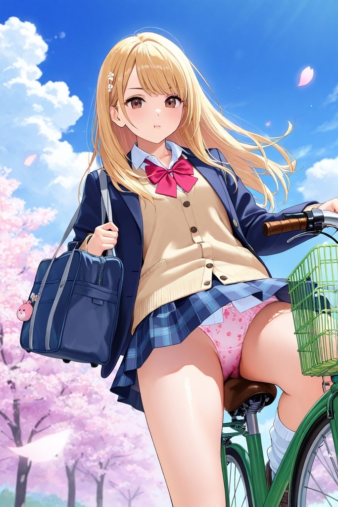 ルーズソックスJKの自転車パンチラ