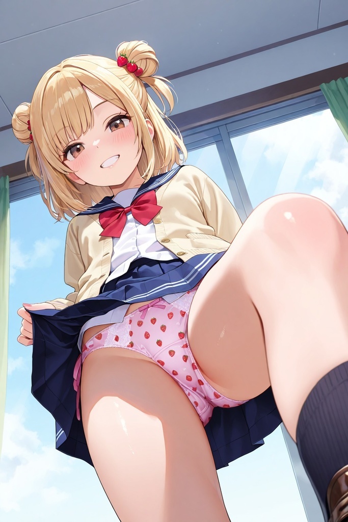 黒ハイソックスJKの踏みつけパンチラ