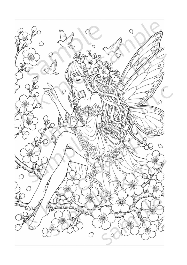 【大人の塗り絵セット】~幻想花姫~15枚セット PDF収録