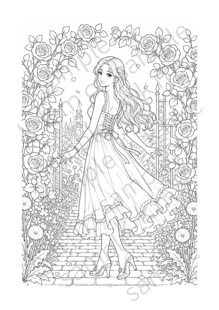 【大人の塗り絵セット】~幻想花姫~15枚セット PDF収録