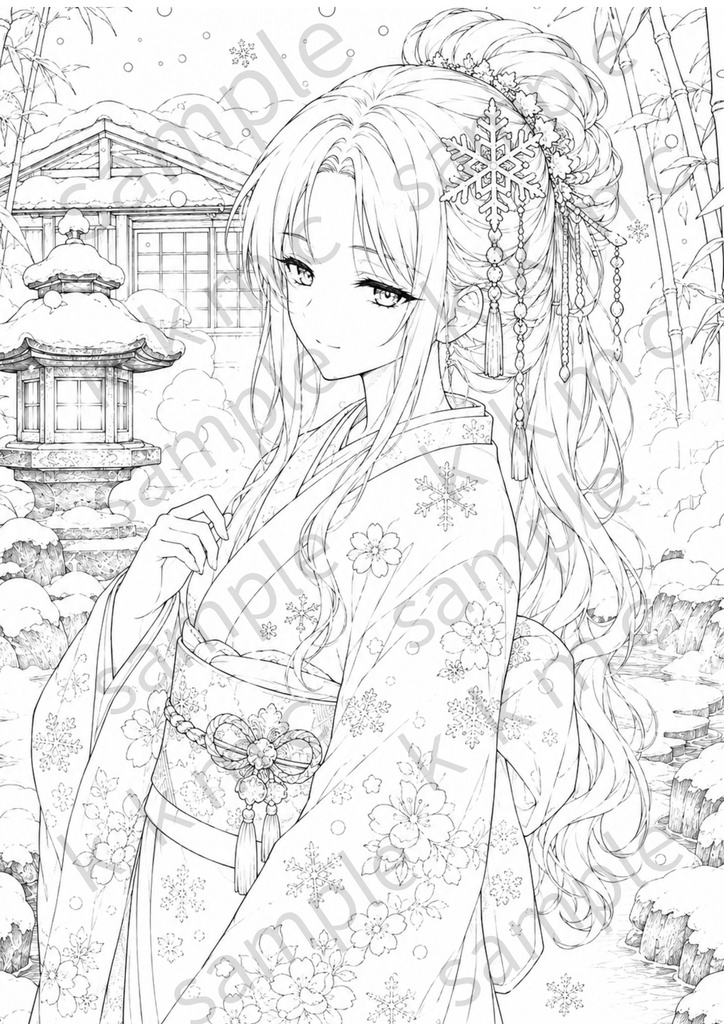 【大人の塗り絵セット】~和風幻想美女図鑑~ 15枚セット PDF収録