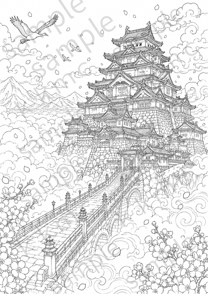 【大人の塗り絵セット】~幻想日本風景図鑑~ 15枚セット PDF収録