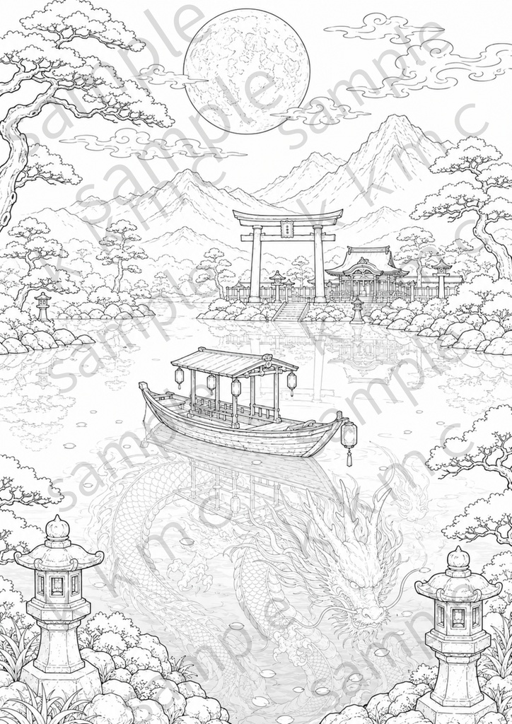 【大人の塗り絵セット】~幻想日本風景図鑑~ 15枚セット PDF収録
