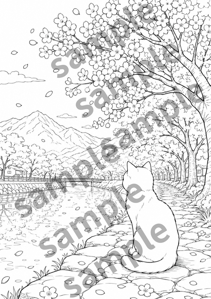 【大人の塗り絵セット】~和洋彩景 猫のいる世界~ 15枚セット PDF収録