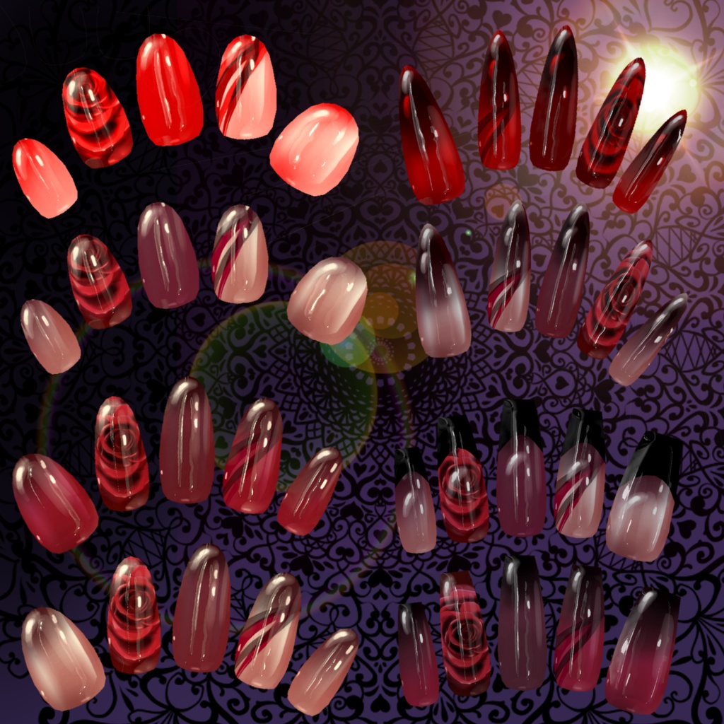 ”GothicRose”ゴシックローズ ネイルテクスチャ【VRChat】《MDollnail対応》