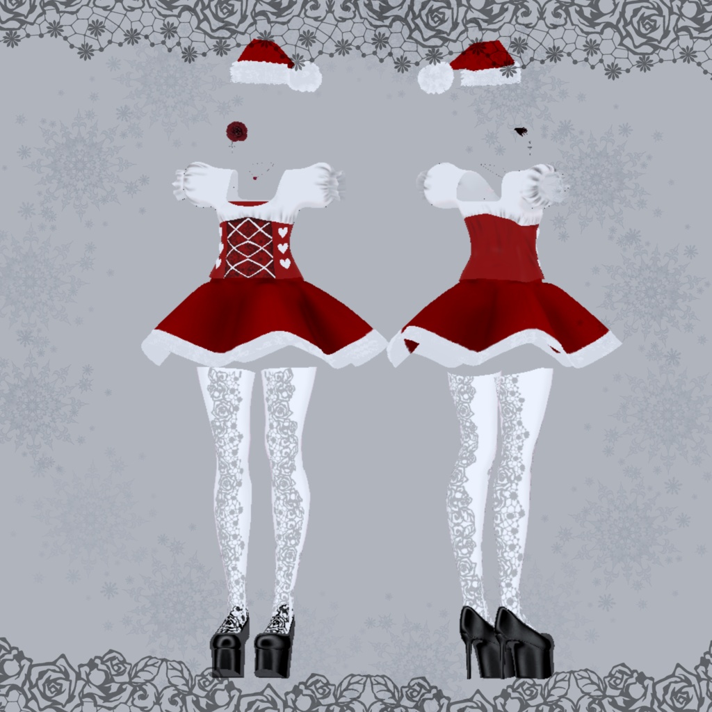 【VRChat向け3Dモデル】【Riruru】Christmas Dress リルル専用