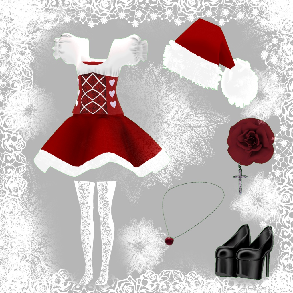【VRChat向け3Dモデル】Christmas Dress