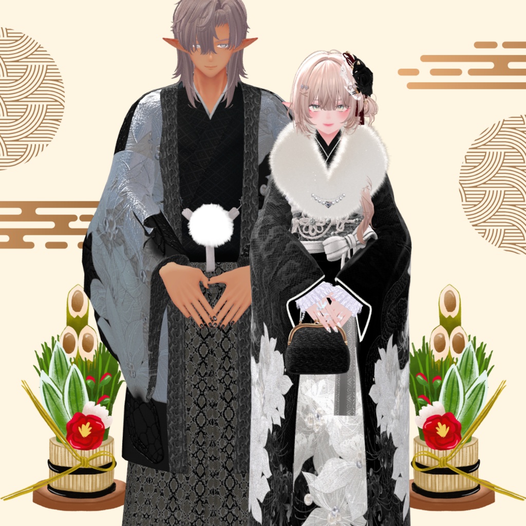 OGREメンズ和装 袴セット/Kimono Hakama 専用マテリアルテクスチャ