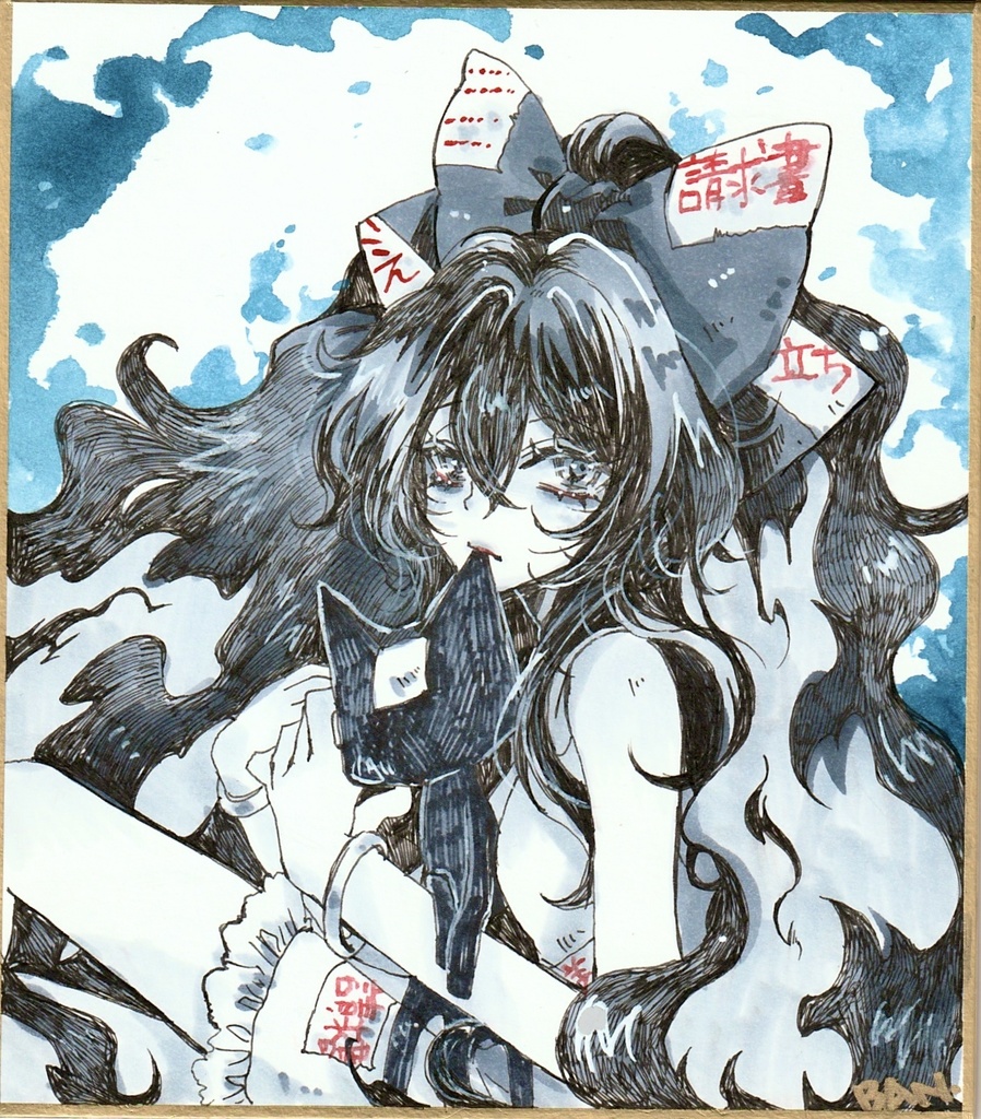 手描きイラスト 同人 依神紫苑 ミニ色紙 東方Project