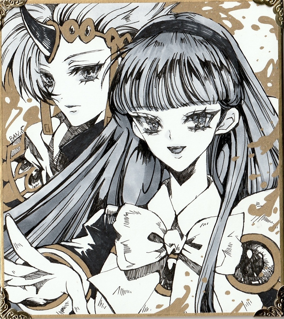 手描きイラスト 同人 ミニ色紙 龍崎海 クレフ レイアース