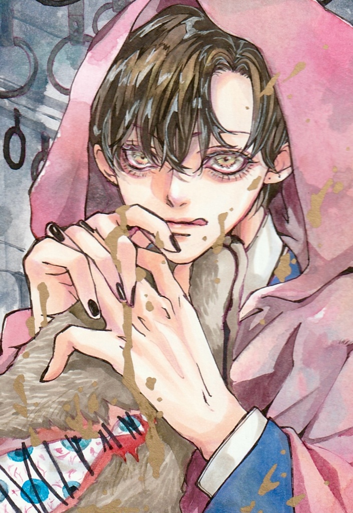 オリジナル 手描きイラスト レッドフード 少年