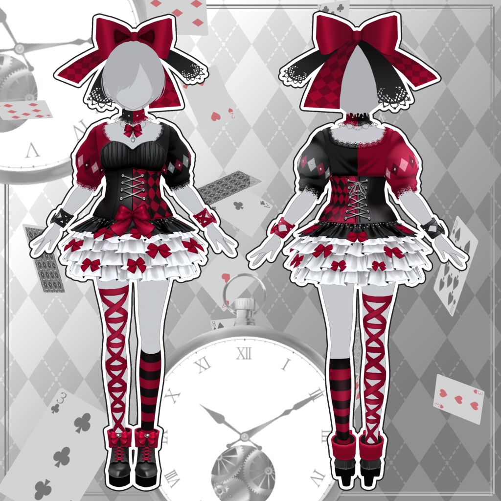 【無償アイテムあり】Vroid正式版衣装『アリスのリボンワンピ』/全身セット