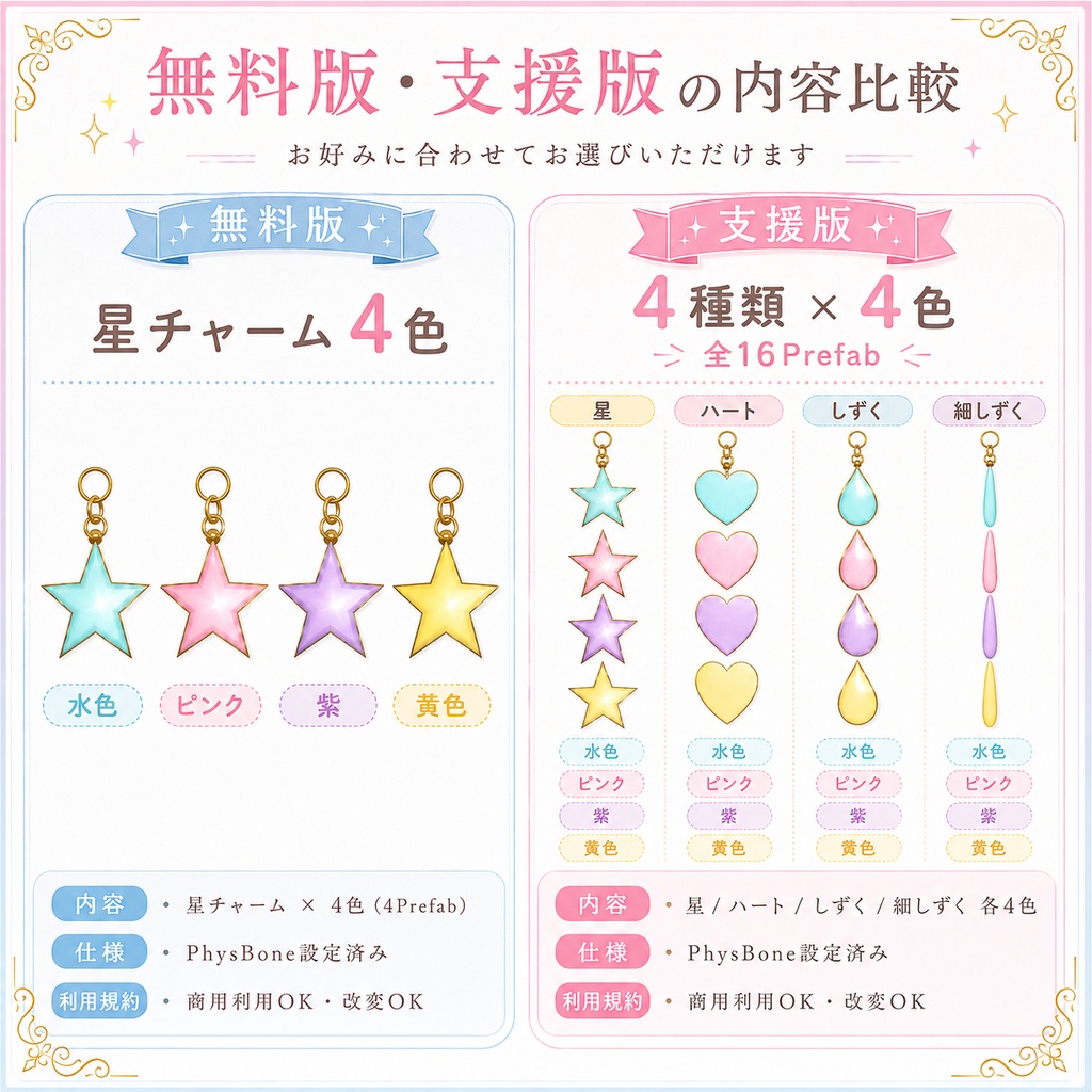 【無料版あり】VRChat向け ゆらゆら宝石チャームセット