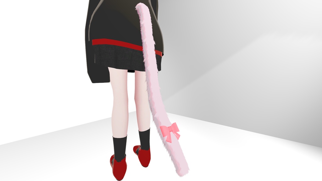【VRChat向け/MA対応】もふもふ猫耳&リボン付き猫しっぽセット