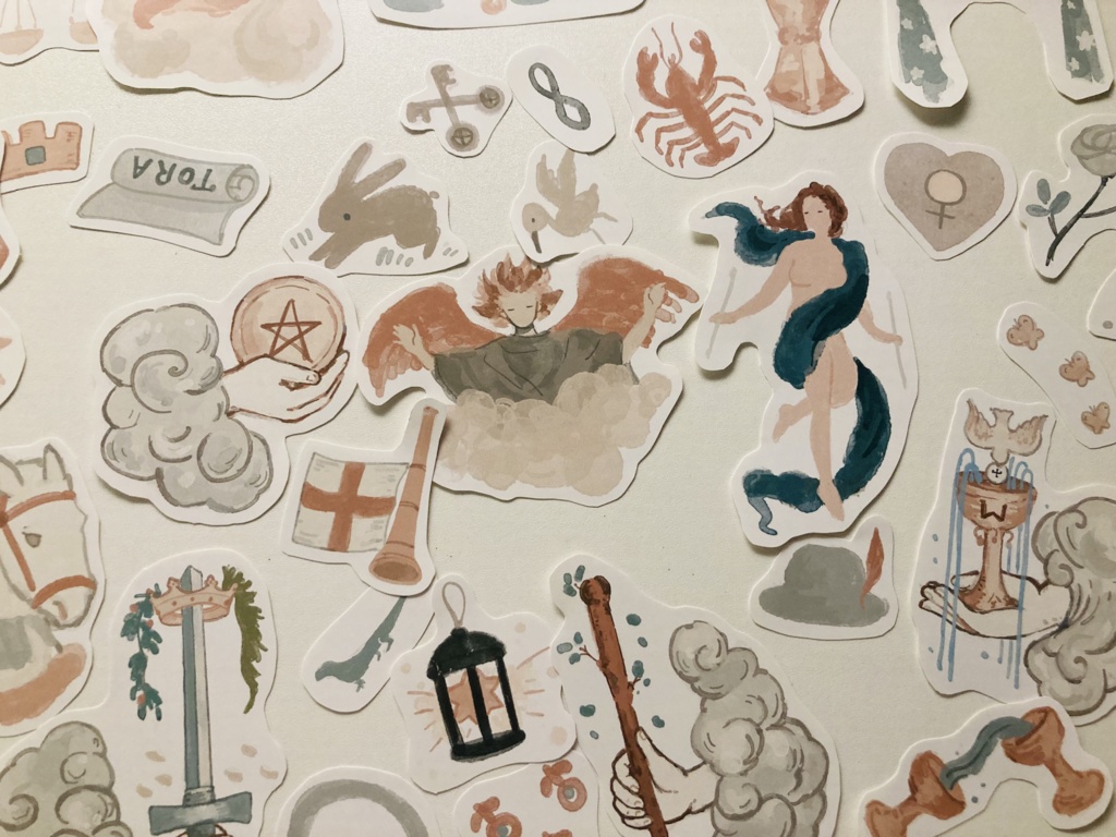 【データ販売】タロットのモチーフシールシート2枚 手帳素材